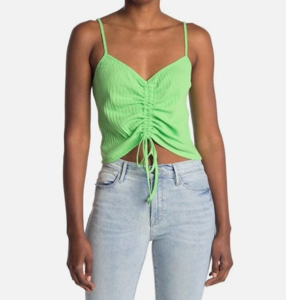 Abound Cinched V-Neck Top, Green Summer, S, NWT